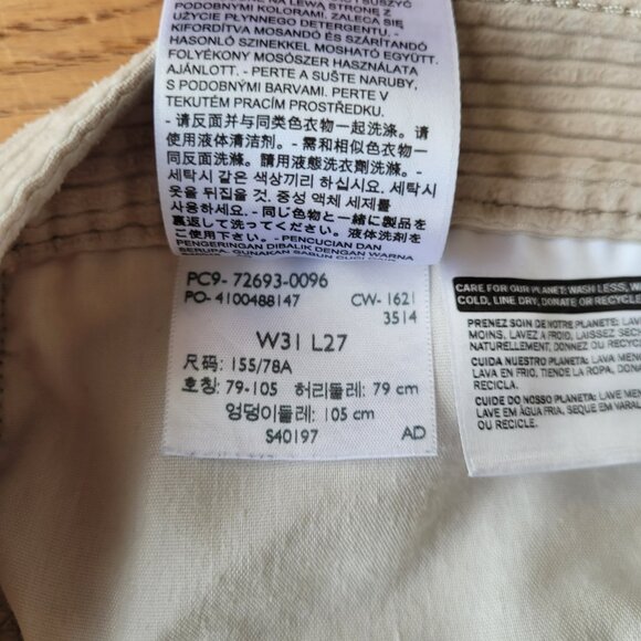 Levis Ribcage Straight Ankle Straight Corduroy Pant Sandshell Wide wale - Picture 9 of 16